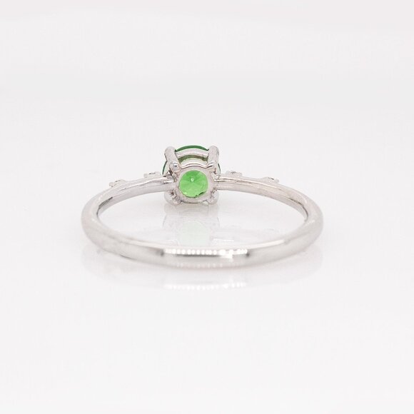 Tsavorite Garnet Ring in 14K Solid Gold with Natural Diamond Accents - Picture 7 of 8
